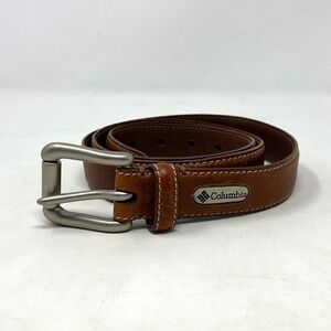 Columbia Belt Mens 40 Brown Full Grain Leather Solid Brass Buckle Casual Dress